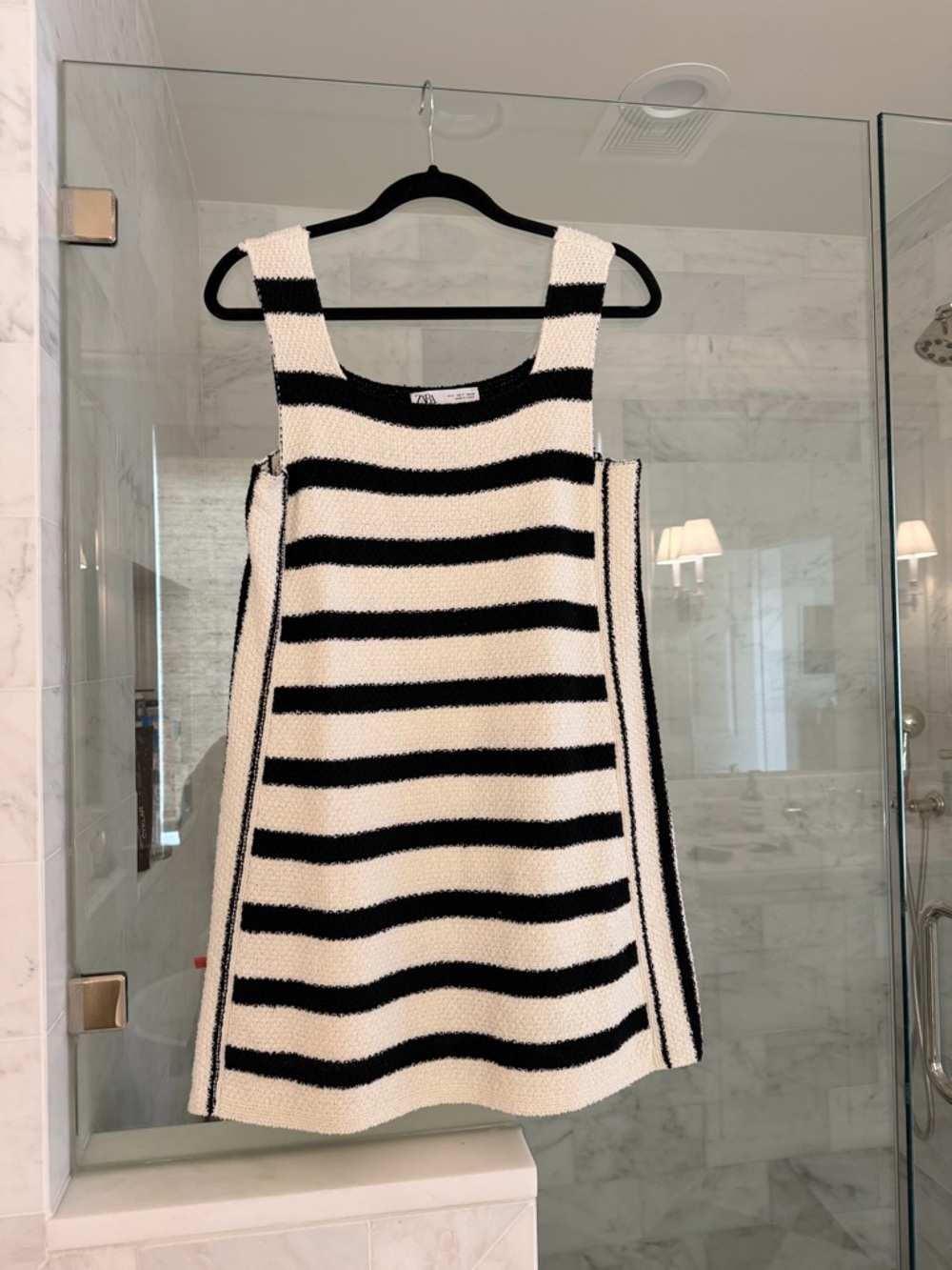 Zara Black & White Striped Sleeveless Knit Dress NWOT